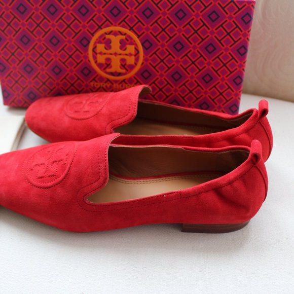 Tory Burch Red Suede Loafers - Picture 4 of 7